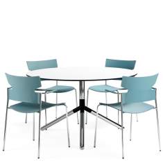 Besucherstuhl blau Besucherstühle stapelbar Konferenzstühle Cafeteria Stühle, Materia, Stack