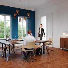 Besucherstuhl braun Besucherstühle Konferenzstuhl Büro Konferenzstühle stapelbar Freischwinger König + Neurath K + N NOOK SHELL