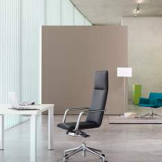Design Chefsessel Leder schwarz Kopfstütze, Nackenstütze Bürodrehstühle mit Armlehnen Brunner, fina soft Bürodrehstuhl