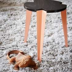 Hocker orange schwarz Dreibein Hocker, Embru, Vogt Hocker