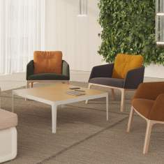 Loungesessel Holz Sessel Lounge braun Leder Coalesse Marien152 Lounge