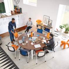 Konferenztische Büro Holz Steelcase FrameFour Konferenztisch
runde Tischplatte
