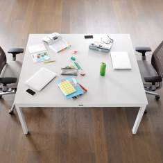 Doppelarbeitsplatz weiss Team-Tisch Büro Team-Tische Bürotisch rechteckig Steelcase FrameFour Bench