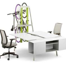 Schreibtisch höhenverstellbar Lounge Büromöbel Teamarbeit weiss Schreibtische Team-Tisch Steelcase, Bivi