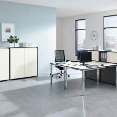 Design Schreibtisch Füsse 4-Fuss Sichtblende  Büro Schreibtische Büromöbel Palmberg SINAC