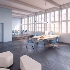 Besucherstühle fahrbar Konferenzstühle blau Cafeteria Stühle, viasit, drumback Besucherstuhl