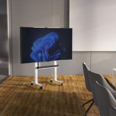 höhenverstellbarer Displaywagen Büro Videokonferenzen REISS Media Cart