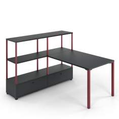 Bürotisch schwarz Bürotische mit Regal Anbautisch Schreibtisch Büro Arbeitstisch Sedus se:matrix Desk