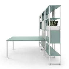 Bürotisch blau Bürotische mit Regal Anbautisch Schreibtisch Büro Arbeitstisch Sedus se:matrix Desk