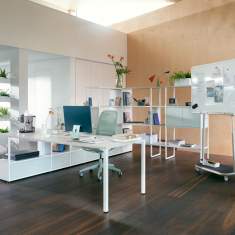 Bürotisch weiss Bürotische mit Regal Anbautisch Schreibtisch Büro Arbeitstisch Sedus se:matrix Desk