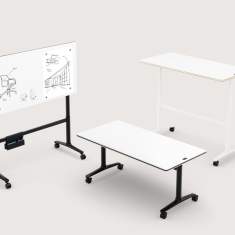 Höhenverstellbare Konferenztische Rolltisch elektrisch höhenverstellbar Rolltische Klapptisch mit Rollen Konferenztisch Whiteboard Staffeltisch Brunner lift active
beschreibare Tischplatte