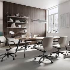 Konferzendrehstuhl grau Konferenzsessel Home Office Drehstuhl mit Rollen Konferenz Brunner ray