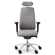 Bürostuhl ergonomisch Bürodrehstuhl grau mit Armlehnen Drehstuhl Büro Flokk RH Logic 220 Silver
mit Kopfstütze