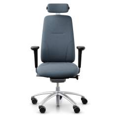 Bürostuhl ergonomisch Bürodrehstuhl blau mit Armlehnen Drehstuhl Büro Flokk RH Logic 220 Silver
mit Kopfstütze