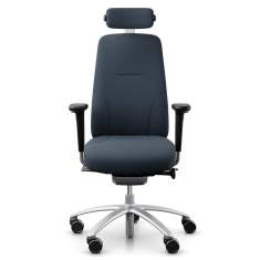 Bürostuhl ergonomisch Bürodrehstuhl dunkelblau mit Armlehnen Drehstuhl Büro Flokk RH Logic 220 Silver Elite
mit Kopfstütze