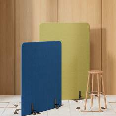 mobile Trennwände blau gelb Trennwand akustik Stellwand Trennwandsystem Kusch+Co Creva Wall Raumteiler mobil