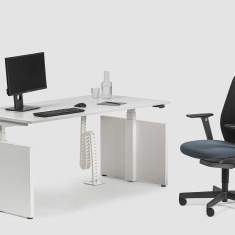 elektrisch höhenverstellbarer Schreibtisch Büro Schreibtische weiss Bürotisch Wangenfuss Bene Classic Pure Lift