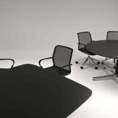 Konferenztisch schwarz Konferenztische Büro Direktionseinrichtungen Bene, Filo 4-Star Table
abgerundete Tischplatte
