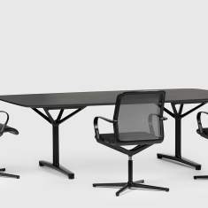 Konferenztisch schwarz Konferenztische Büro Direktionseinrichtungen Bene, Filo 4-Star Table
abgerundete Tischplatte