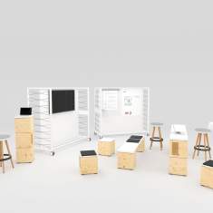 Großes Whiteboard beweglich Büro Wand Whiteboards Rollen, Bene, FRAME_S Board
