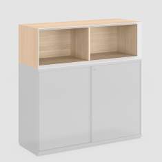 Regalschrank mit Türen Büroregal Holz Regal weiß, Bene, KB Box