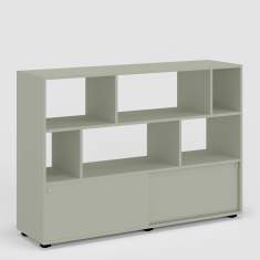 Büroschrank grau Regal Stauram Aktenschrank Schiebetürenschrank Büro Bene Loft Storage