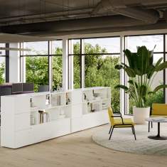 Büroschrank weiss Regal Stauram Aktenschrank Schiebetürenschrank Büro Bene Loft Storage