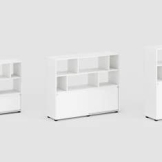 Büroschrank weiss Regal Stauram Aktenschrank Schiebetürenschrank Büro Bene Loft Storage
