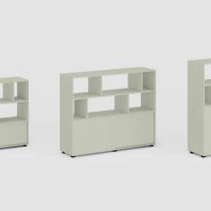 Büroschrank grau Regal Stauram Aktenschrank Schiebetürenschrank Büro Bene Loft Storage