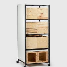 Rollregal Regal fahrbar Modulare Büromöbelsysteme Rollcontainer Raumtrenner Bene PIXEL Rack