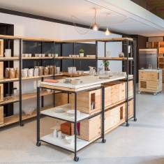 Rollregal Regal fahrbar Modulare Büromöbelsysteme Rollcontainer Raumtrenner Bene PIXEL Rack