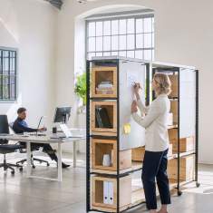 Rollregal Regal fahrbar Modulare Büromöbelsysteme Rollcontainer Raumtrenner Bene PIXEL Rack