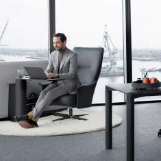 Beistelltisch Tischmodul mit Trennwand Sesel Loungesessel Bene PORTS Lounge Task Lounge