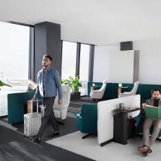 Beistelltisch Tischmodul mit Trennwand Sesel Loungesessel Bene PORTS Lounge Task Lounge