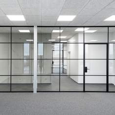 Akustik Büro Akustikelemente Glaswand mit Tür Bene, Akustik RG Ganzglaswand