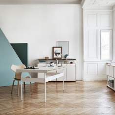 Schreibtisch Home Office Tisch weiss Bürotisch Stahl Bene Studio Fact Home