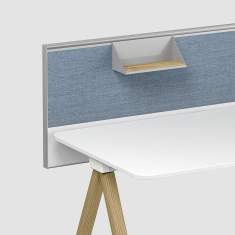 Schreibtisch Sichtschutz blau Schreibtischaufsatz akustik Bene T-Panel Multi