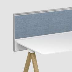 Schreibtisch Sichtschutz blau Schreibtischaufsatz akustik Bene T-Panel Multi