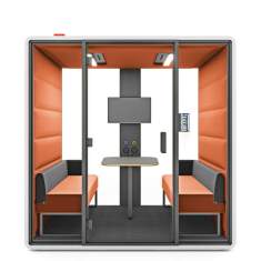 Abgeschirmte Raumelemente Arbeitsplätze Konferenzplätze Akustik Arbeitsplatz komfortable Akustikkabine Meetingbox Mikomax hushFree.M