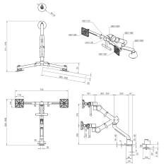 technisches Bild Dataflex Viewgo pro Monitorarm HD - Schreibtisch 843