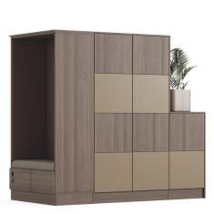 Aufbewahrungsmodul Kinnarps Capacity mit Sitzplatz für multifunktionale Arbeitsumgebungen