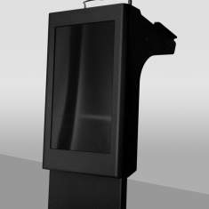 Rednerpult mit einem 32 Zoll Front-Display.
Elektrisch höhenverstellbares KANZLER Rednerpult barrierefrei Rednerpulte schwarz Riesenrat