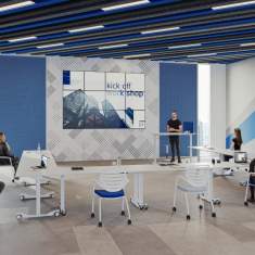 Klapptisch weiss Klapptische mit Rollen Rolltisch klappbar Büro König + Neurath TALO.YOU Staffeltisch