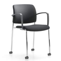 Besucherstúhle schwarz Konferenzstühle, Girsberger, Yanos Besucherstuhl auf Rollen