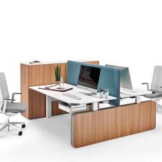 WINI WINEA FLOW Wangentisch im Büro als modularer Arbeitsplatz mit Stauraum und Sichtschutz