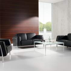 Ledersessel schwarz Büro Loungemöbel Nowy Styl Classic Sessel