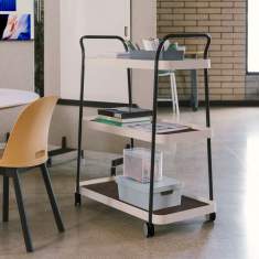 Haworth Collaborate Team Cart im Einsatz als mobiler Organisationswagen in einem Workshop- und Lernbereich