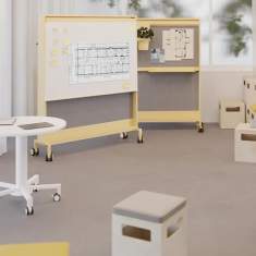Mobile Trennwände Moderationstafel gelb Magnetwand fahrbar Büro Leuwico
