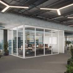abgeschirmte Raumelemente akustik Trennwandsysteme Glas abgeschirmte Konferenzplätze TSW Kummer System- Wall 100
