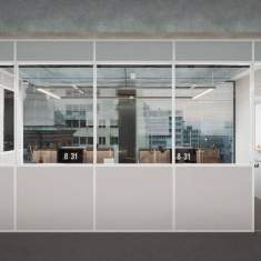 abgeschirmte Raumelemente akustik Trennwandsysteme Glas abgeschirmte Konferenzplätze TSW Kummer System- Wall 100